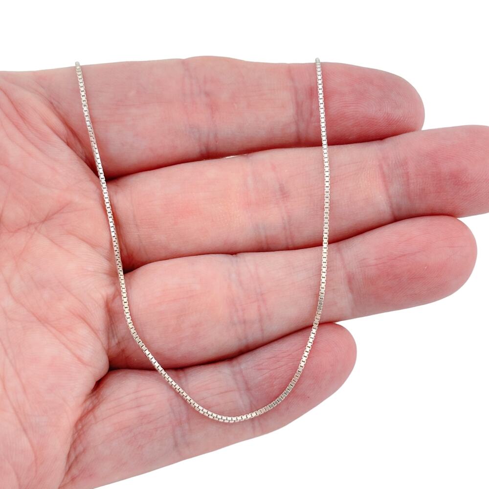 Vintage Italy Sterling Silver 925 Box Chain Necklace 18"